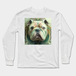 Fractal Design of A Bulldog Long Sleeve T-Shirt